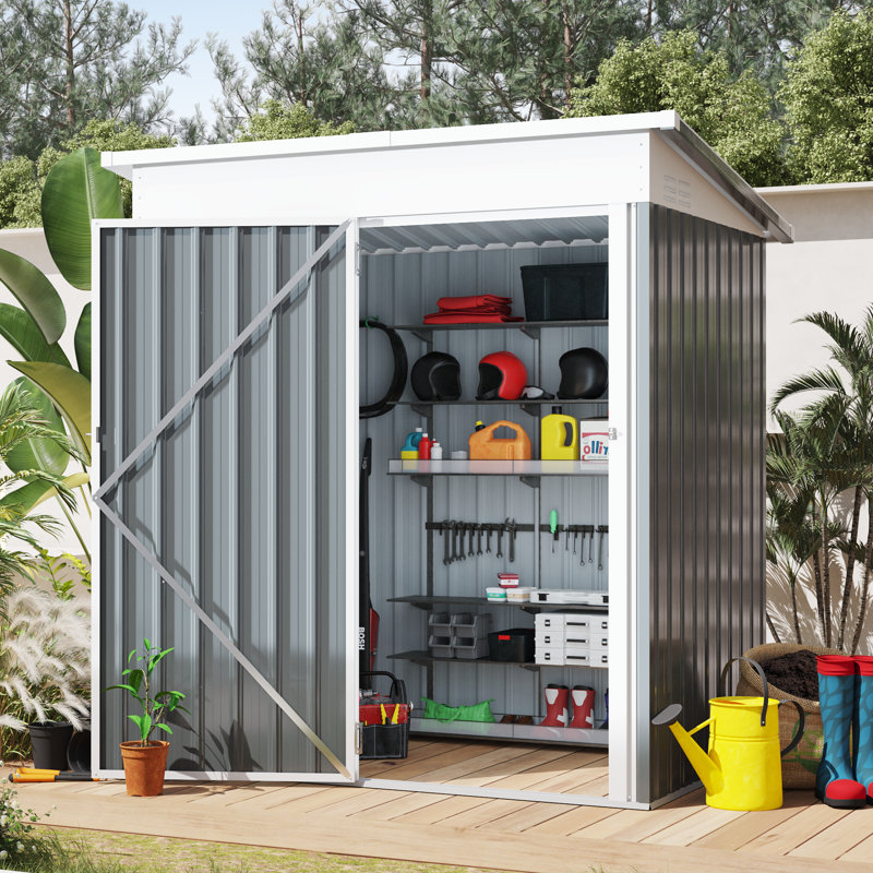 5 ft. W x 3 ft. D Metal Lean-To Storage Shed, Dark Gray