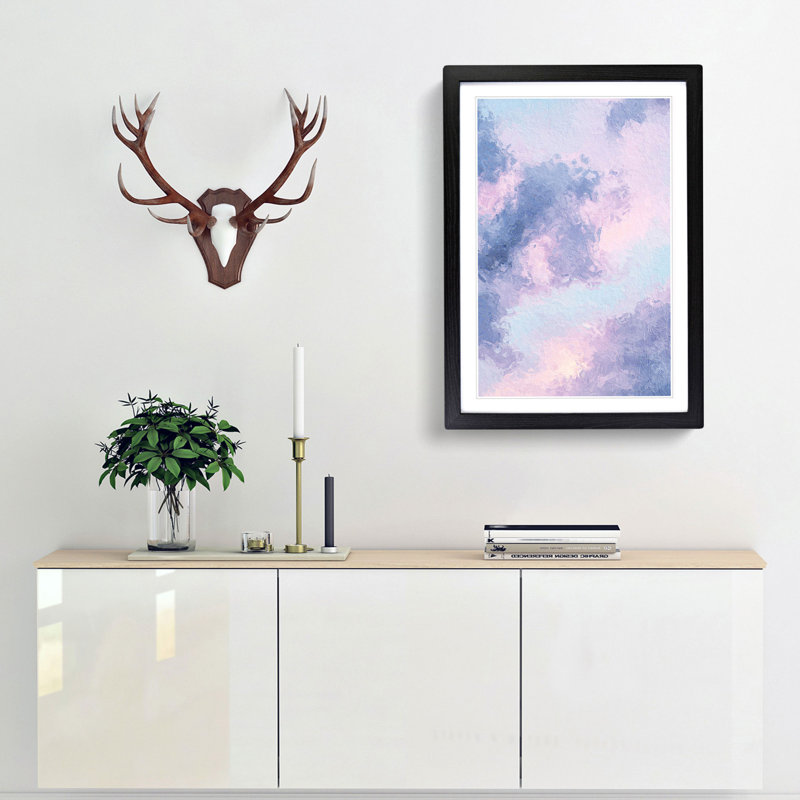 The Purple Clouds in Abstract - Picture Frame Painting Print, 65cm H x 48cm W x 2cm D, Black Framed