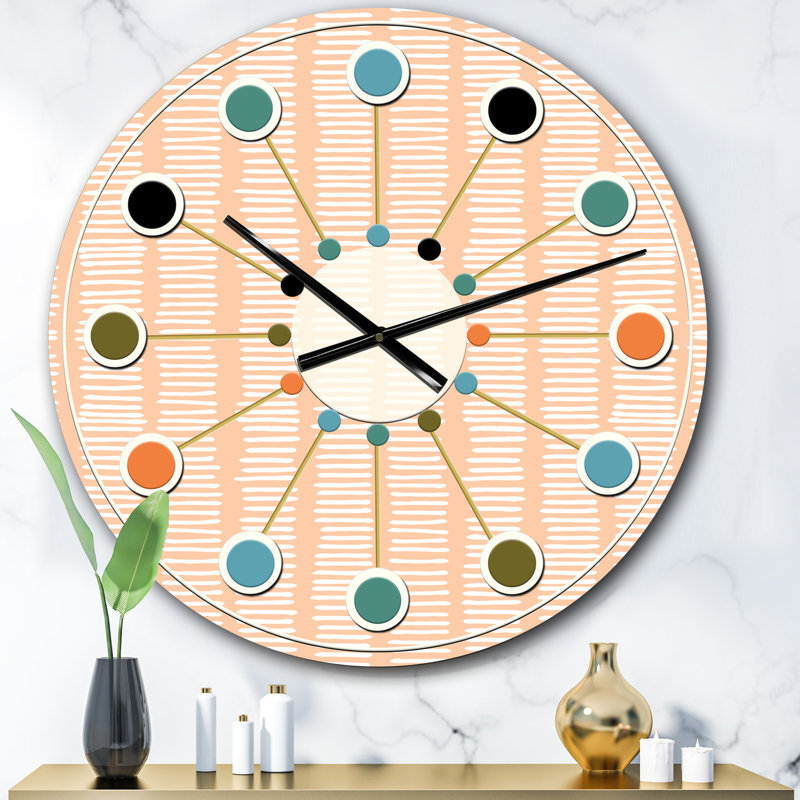 Horloge murale rétro Mid-Century, Surdimensionné