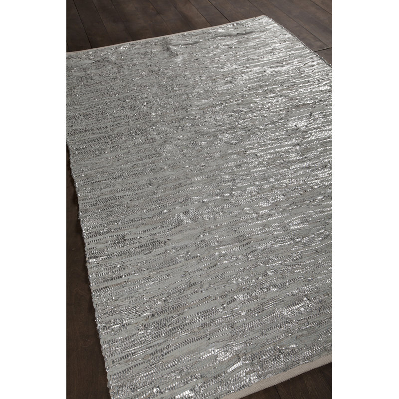 Jazz Hand Loomed Area Rug in Silver/Gray, Rectangle 7'9" x 10'6"