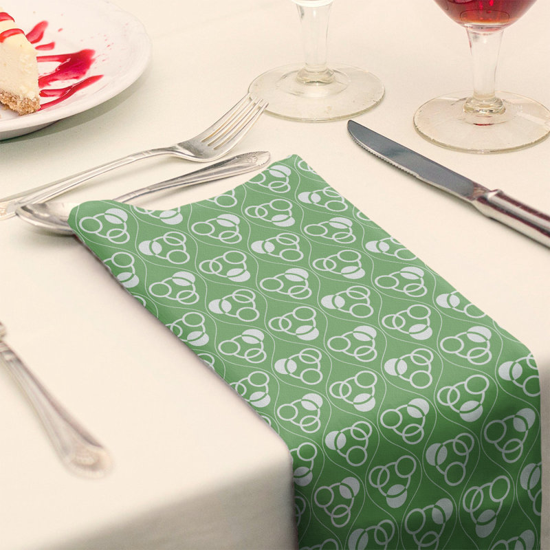 Jordao Cotton Geometric Square Napkin, Green/White, 0.1" H x 22" W x 22" D, Poly Twill