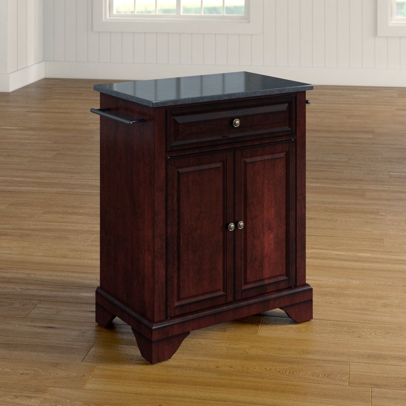 Hedon Granite Top Kitchen Cart, Vintage Mahogany