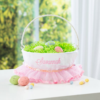 Doublure personnalisée en tutu avec nom rose sur papier blanc