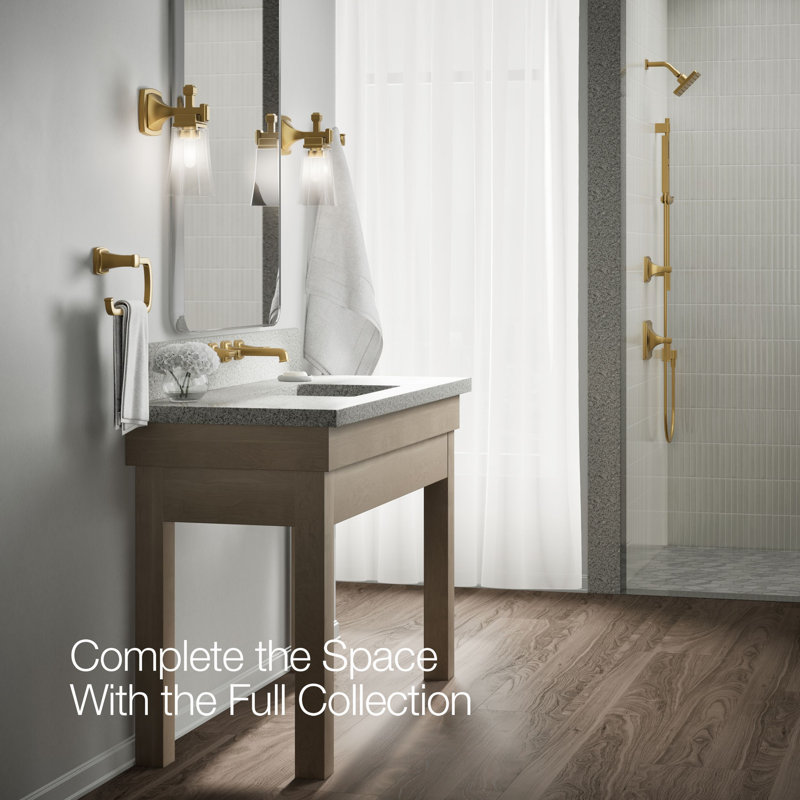 Riff Wall-Mount Bathroom Sink Faucet Trim, Vibrant Brushed Moderne Brass