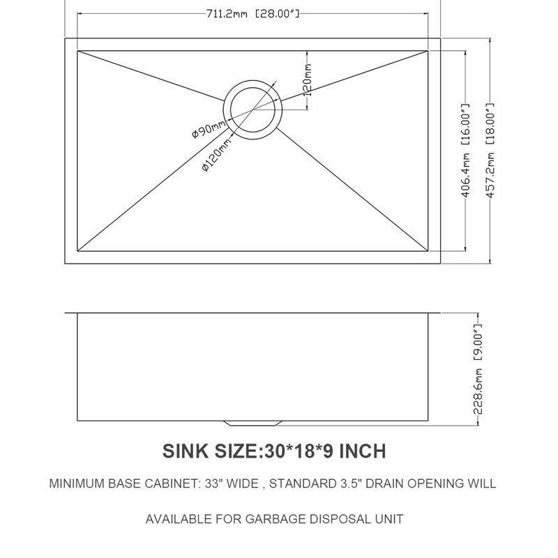 30 Inch Undermount 16 Gauge Stainless Steel Single Bowl Kitchen Sink, 9 Deep, With Drain Assembly, X - Shaped Water Guide System, Condensation Coating, 3Mm Noise Reducing Pad 30" X 18" 9" Sink Gauge,