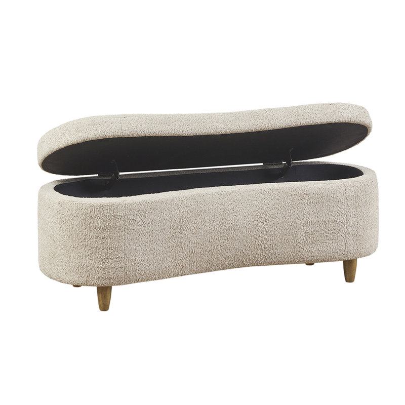 Banc de rangement à couvercle rabattable en taupe pour le salon avec charnières à fermeture en douceur et look moderne
