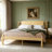 14 Inch Queen Bed Frame, Solid Wood Platform Bed With Slatted Headboard & Slats Support , No Box Spring Needed, Easy Assembly, Natural-2057358560