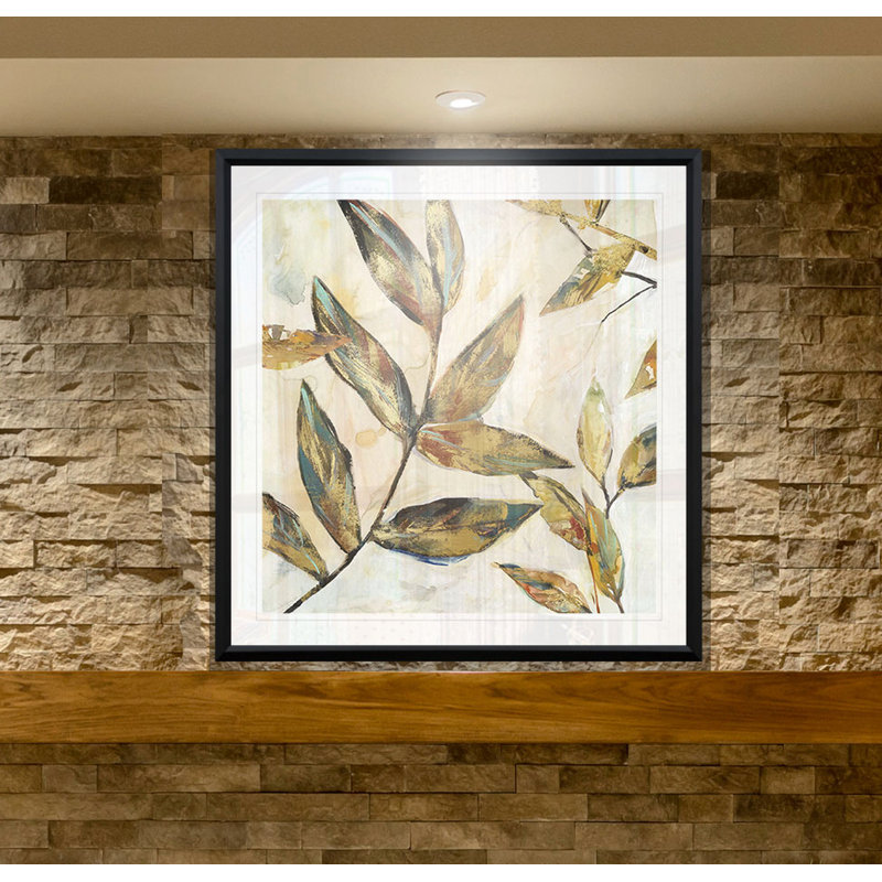 « gilded leaves i », reproduction encadrée, H 26,5 po x l 26,5 po x P 1,5 po, Cadre plastique noir