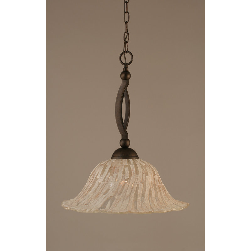 Bow Chain Hung Pendant Glass, Brushed Nickel, 20", Italian Ice