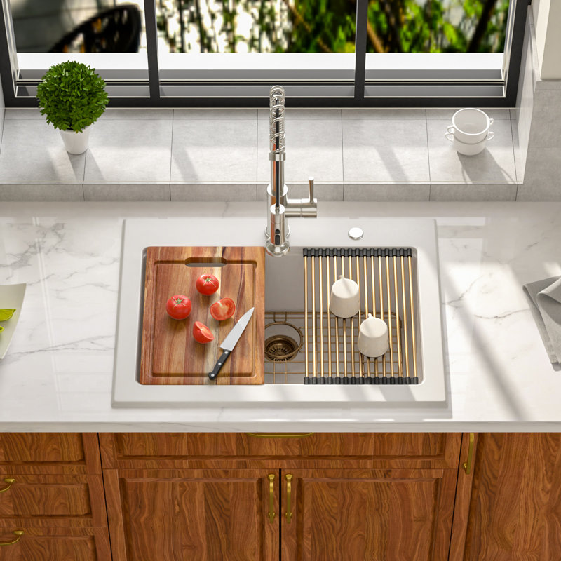 Évier de cuisine en granite à cuve simple en quartz