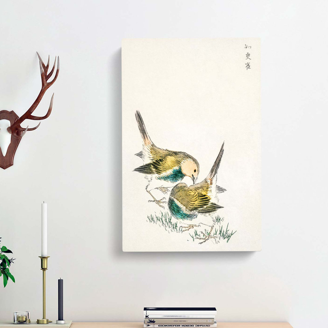 Japanese Great Tit Birds by Numata Kashu - Wrapped Canvas