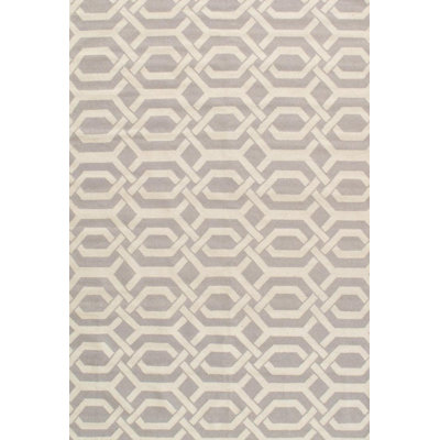 Geometric Handmade Rectangle 5'9" x 8'9" Wool/Cotton Area Rug in Light Gold
