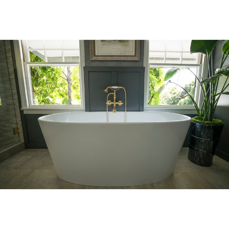Baignoire autoportante 62 "x 28" Metro, Laiton poli, Blanc mat