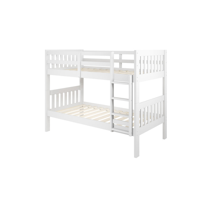 Lit superposé standard en bois massif Bribie par Harriet Bee, Blanc, Simple au dessus de simple