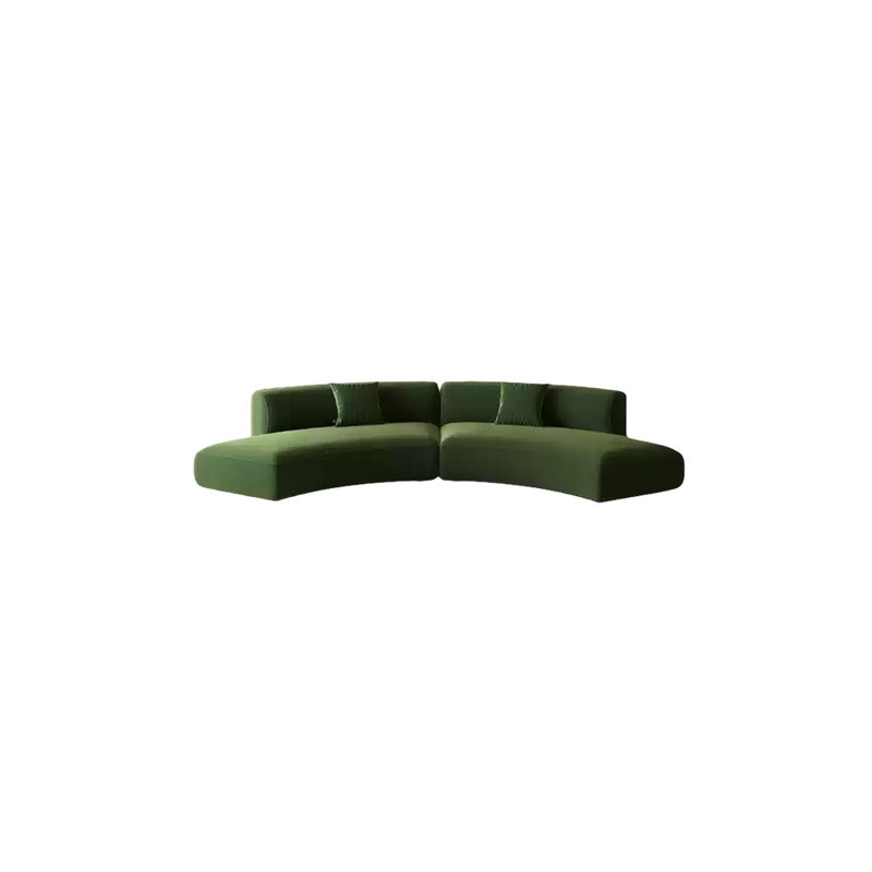 Demi-cercle vert olive avec canapé incurvé, H 27,56 po x l 125,98 po x P 25,59 po