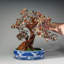 Genuine Multi Gemstone Bonsai Tree in Oval Porcelain Pot (14")
