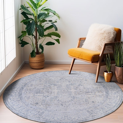 Tapis oriental antidérapant bleu / ivoire Griffey