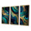 Blue Dreams Liquid Gold And Turquoise Marble IV - Abstract Painting Art Set Of 3 Pieces