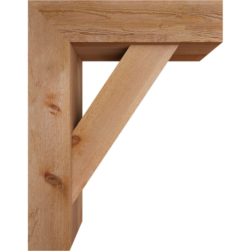 Traditional Block Bracket with Offset Brace, 36 x 28, 8"W Western Red Cedar (Rough Sawn)
