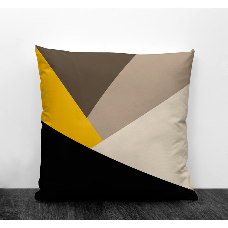 Coussin décoratif intérieur / extérieur Isla, L 19 po x H 19 po, Jaune, motif géométrique 2