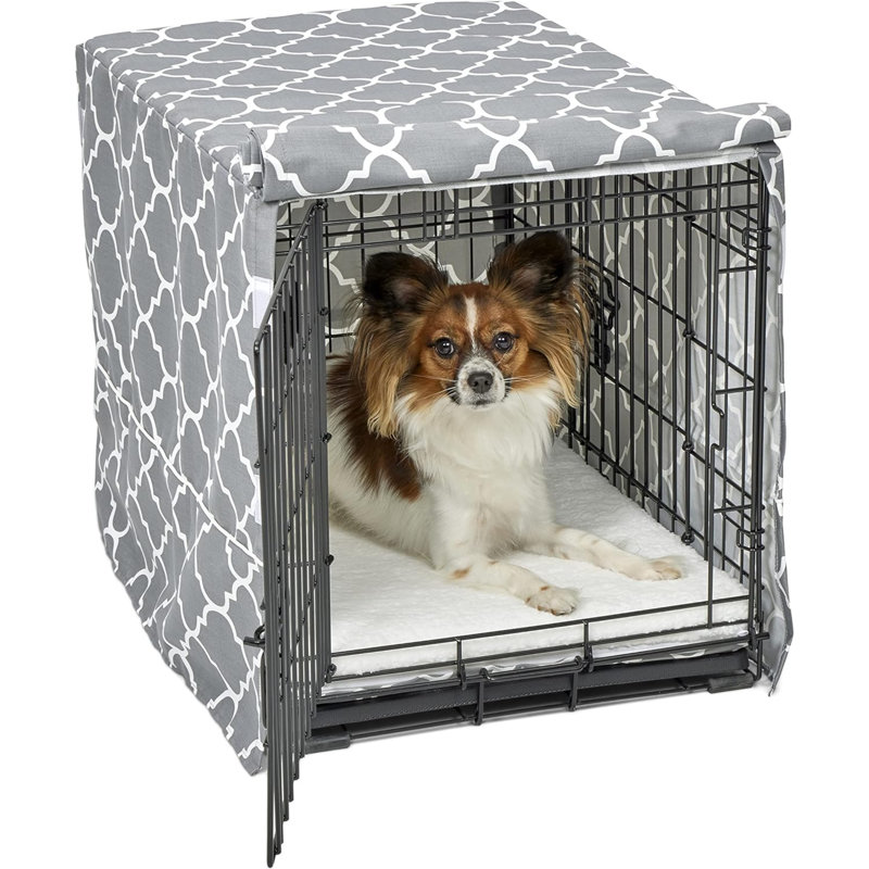 Emaleah Polyester Pet Crate Cover, 19”H x 18”W x 24”D, Light Gray 