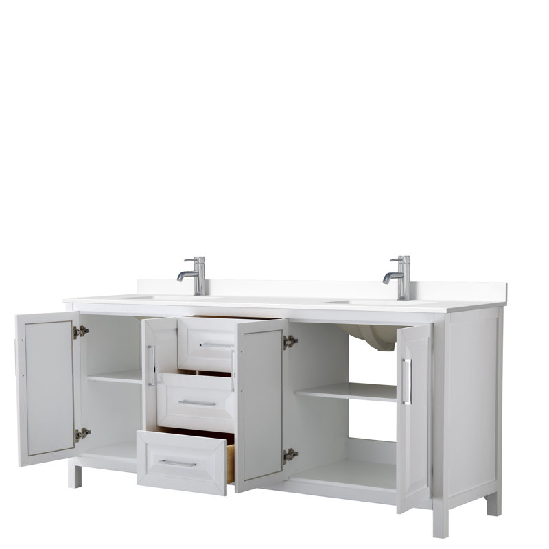 Daria 80'' W Double Vanity, White, Polished Chrome