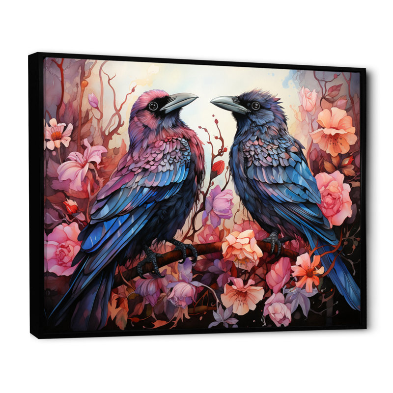 Crow Fantasy Royals II - Animals Canvas Prints, H 24 po x l 32 po x P 1 po, Cadre flottant noir