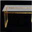 Table de salle à manger 51 "moderne en verre rectangulaire minimaliste pour 4 à 6 personnes avec plateau en verre trempé de 0,31" et pieds en métal chromé doré-9466879