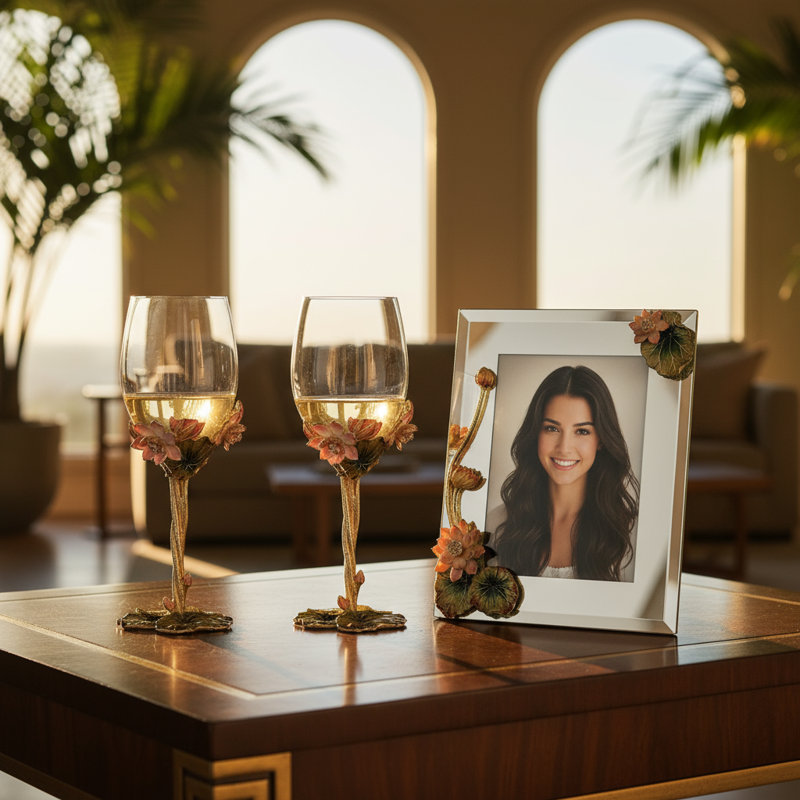 Lotus Glass Picture Frame