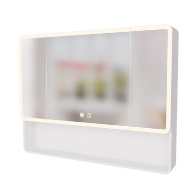 LED bathroom medicine cabinet with single-color warm light.Anti-fogging ,Easy to install Aluminum-plastic cabinet