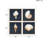 Décoration murale en toile Ocean Seashells 12 po x 12 po, 4, fond bleu marine, par, art d'intérieur suspendu, 12 po x 12 po, fond avec coquillages, pièce