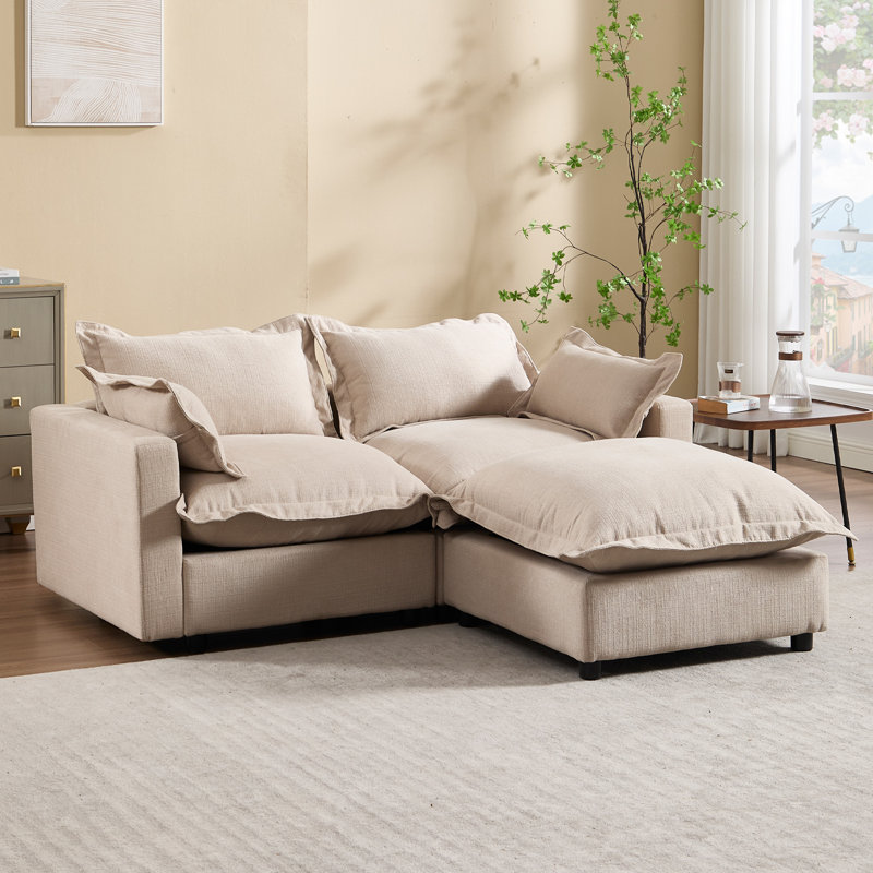 Upholstered Cloud Sofa&Couch With Ottoman