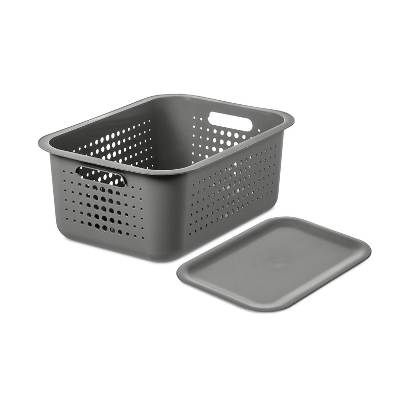 SmartStore Plastic Decorative Bin, Grey, 10 L