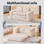 Canapé-lit à causeuse avec mousse à mémoire de forme et structure en acier - sans assemblage, conception convertible 2-en-1, tissu en velours côtelé - canapé compact pour les petits espaces, les appartements, le bureau à domicile et la chambre à coucher (beige)-362594958
