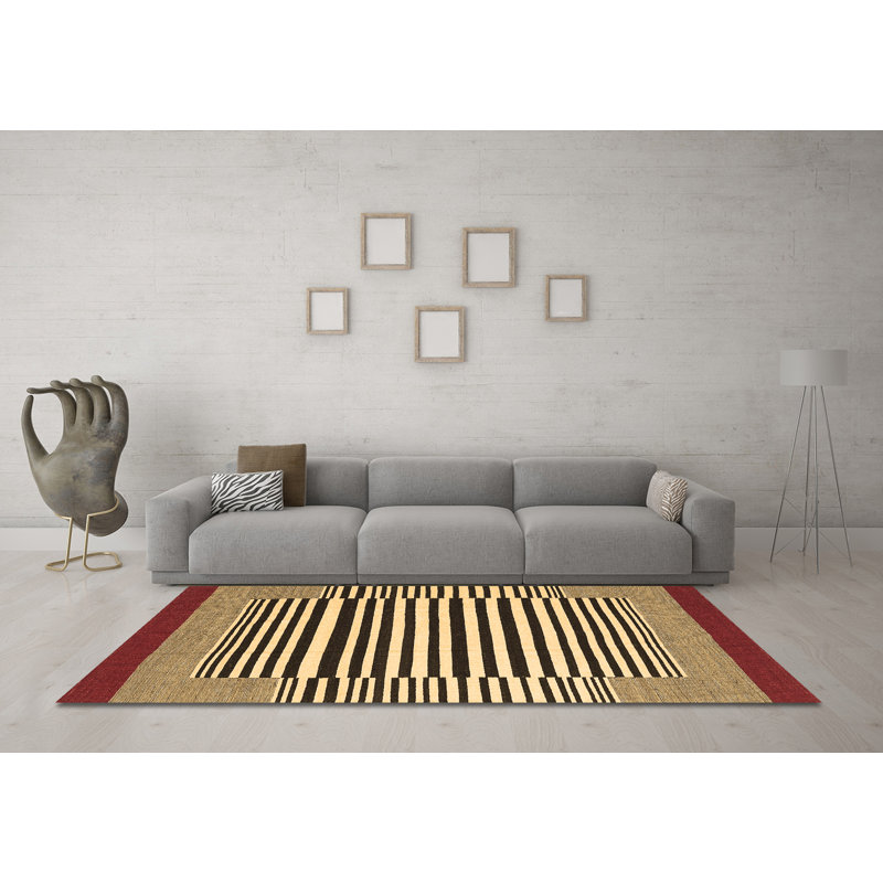 Tapis contemporains brun lavable à la machine 2738, Rond 8 pi