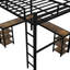 Lit mezzanine en métal avec bureau et précautions - Les tablettes noires de la chambre à coucher utilisent pleinement l'espace,