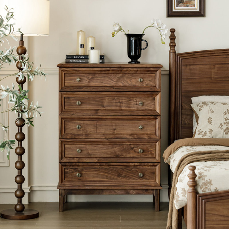 Commode d'appoint simple en noyer noir