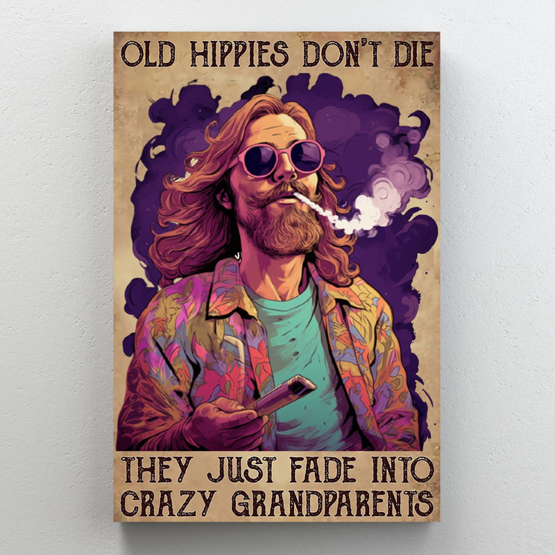 «Old Hippies Dont Die», ensemble de 1 rectangles «A Old Hippies Dont Die», ensemble de 1 reproductions d'art sur toile tendue