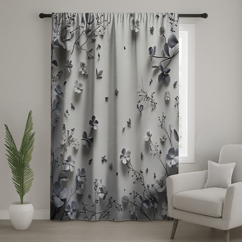 Rideaux de fenêtre en papier, voilages et voilages à motif floral - 1 panneau, 50 po x 92 po - 1 panneau, Transparent