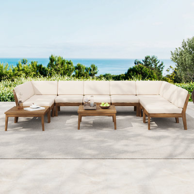8 Seater Acacia Wood Sectional Sofa Set