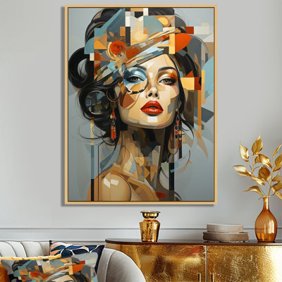 Glam Harmonious Cubist Woman Portrait I - Fashion Canvas Print