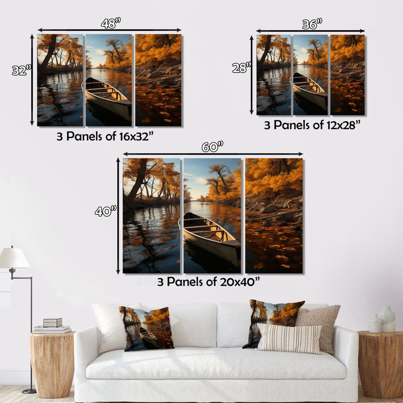 Canada River Rhapsody I sur toile, 3 pièces, H 28 po x l 36 po x P 1 po