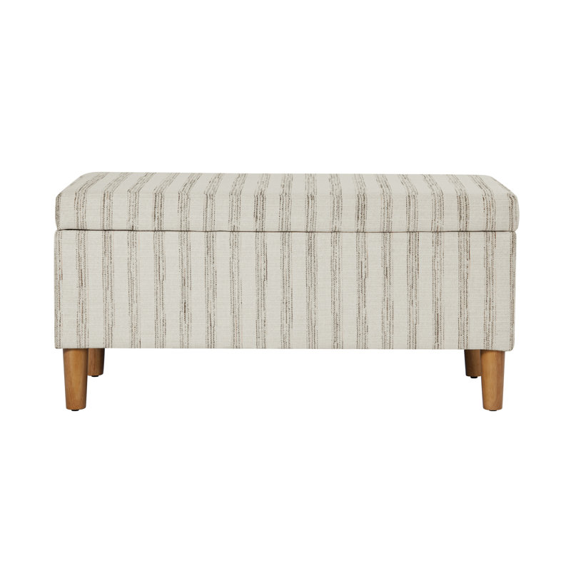 Banc de rangement rembourré Besart, Beige Stripe