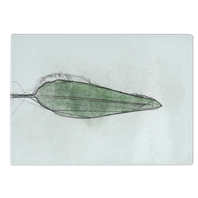 Glass Green Leaf in Abstract Chopping Board