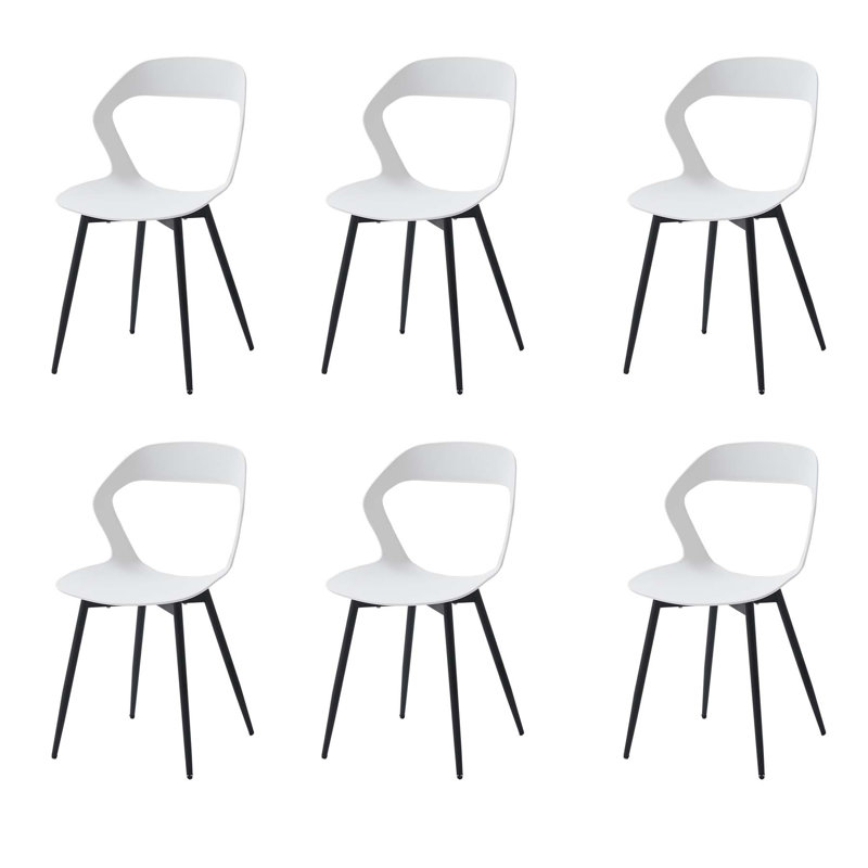 Modern Dining Chairs - Plastic Chairs - Openwork - Metal Legs, White