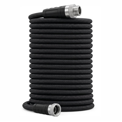 Tuyau de jardin léger non extensible 50 pi avec chambre à air en TPE et revêtement extérieur tressé, conception anti-torsion