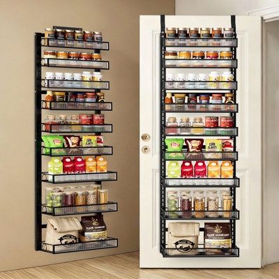 Over The Door Pantry Organizer Hanging Shelf Kitchen Storage Spice Rack With Adjustable Basket
