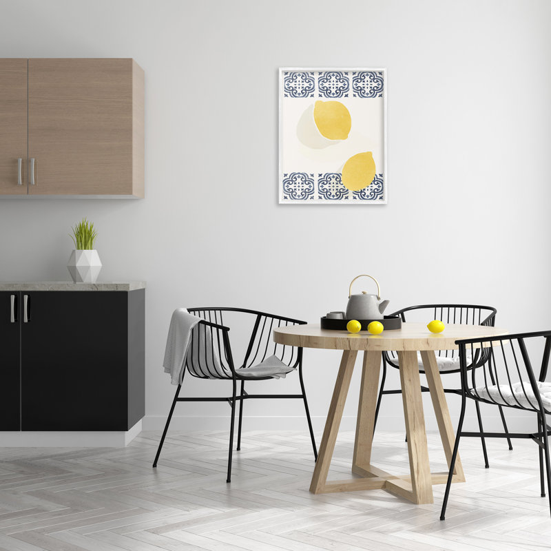 Citrons modernes avec motif, estampe numérique par Yuyu Pont, Estampe numérique encadrée blanc bord de mer, H 30 po x l 24 po