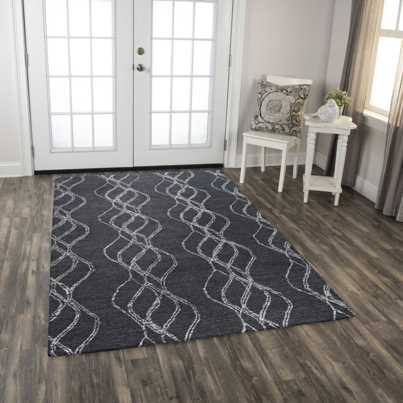 Tapis 100% laine touffeté à la main, Rectangle 7 pi 9 po x 9 pi 9 po