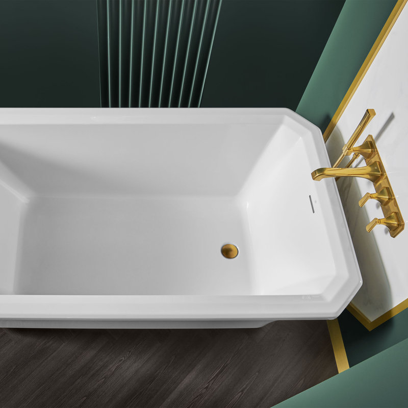 Belshire Wall Mount Tub Filler With Lever Handles, Satin Brass